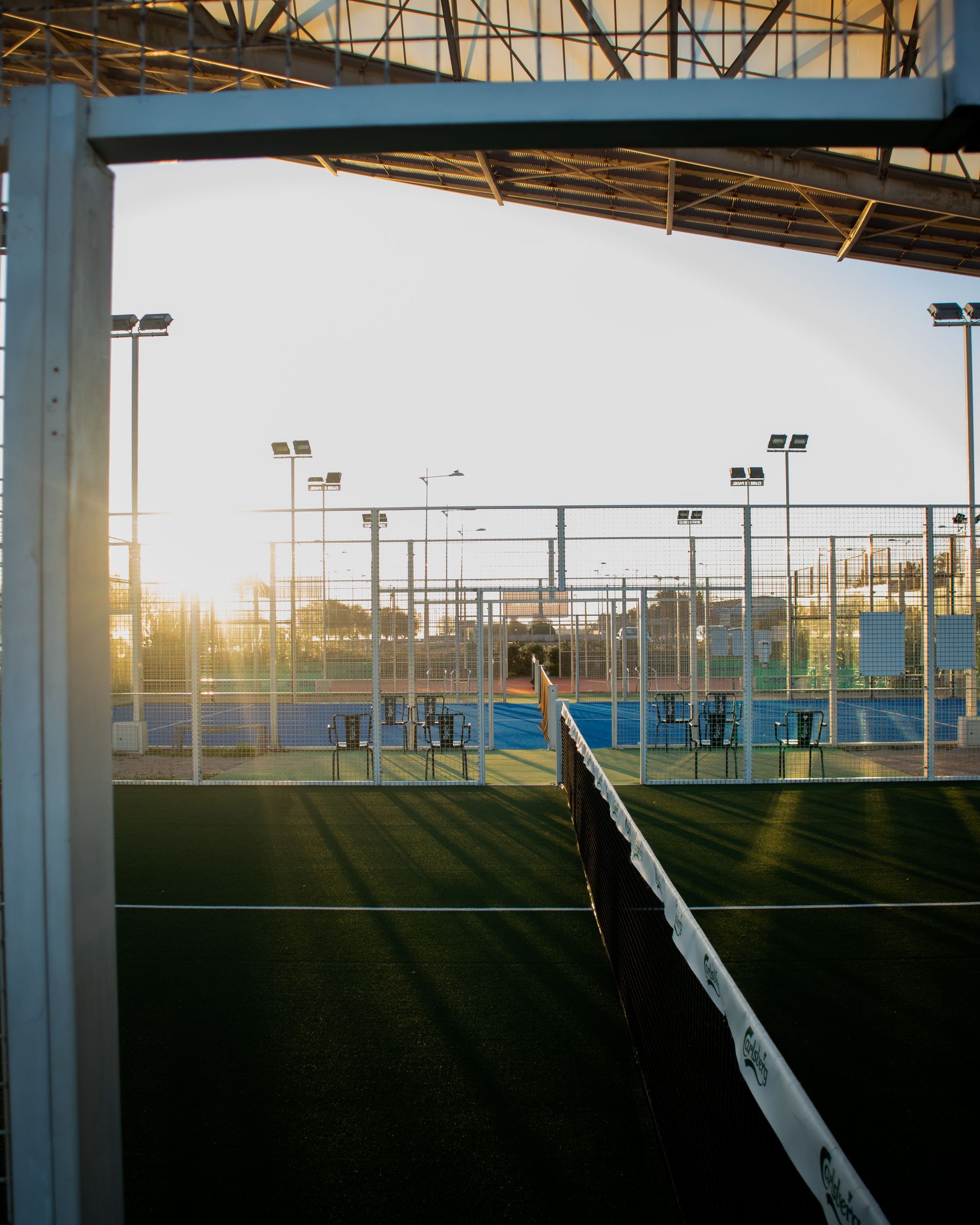 Quiet local tennis courts at first light